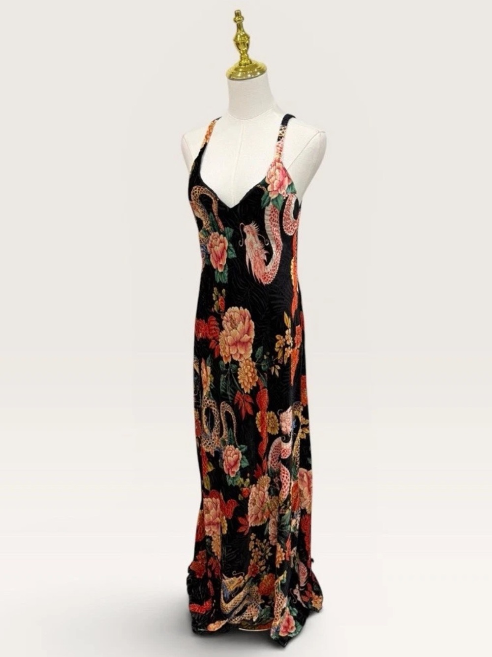 Johnny Was Small Kanako-Levi Bias Cut Burnout Maxi Dress NWT $400 Dragon Floral - Picture 10 of 13